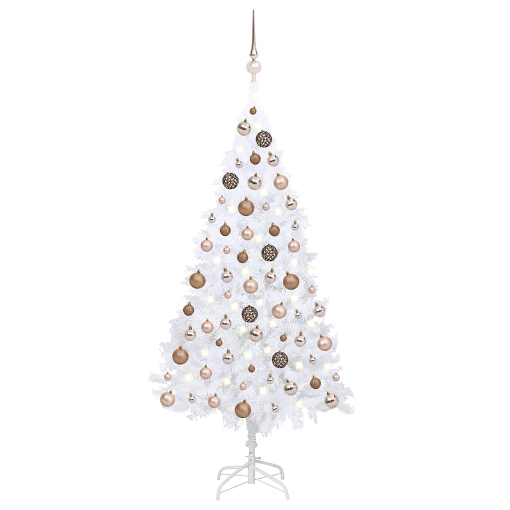 vidaXL Artificial Christmas Tree with Lights & Baubles White 120 cm