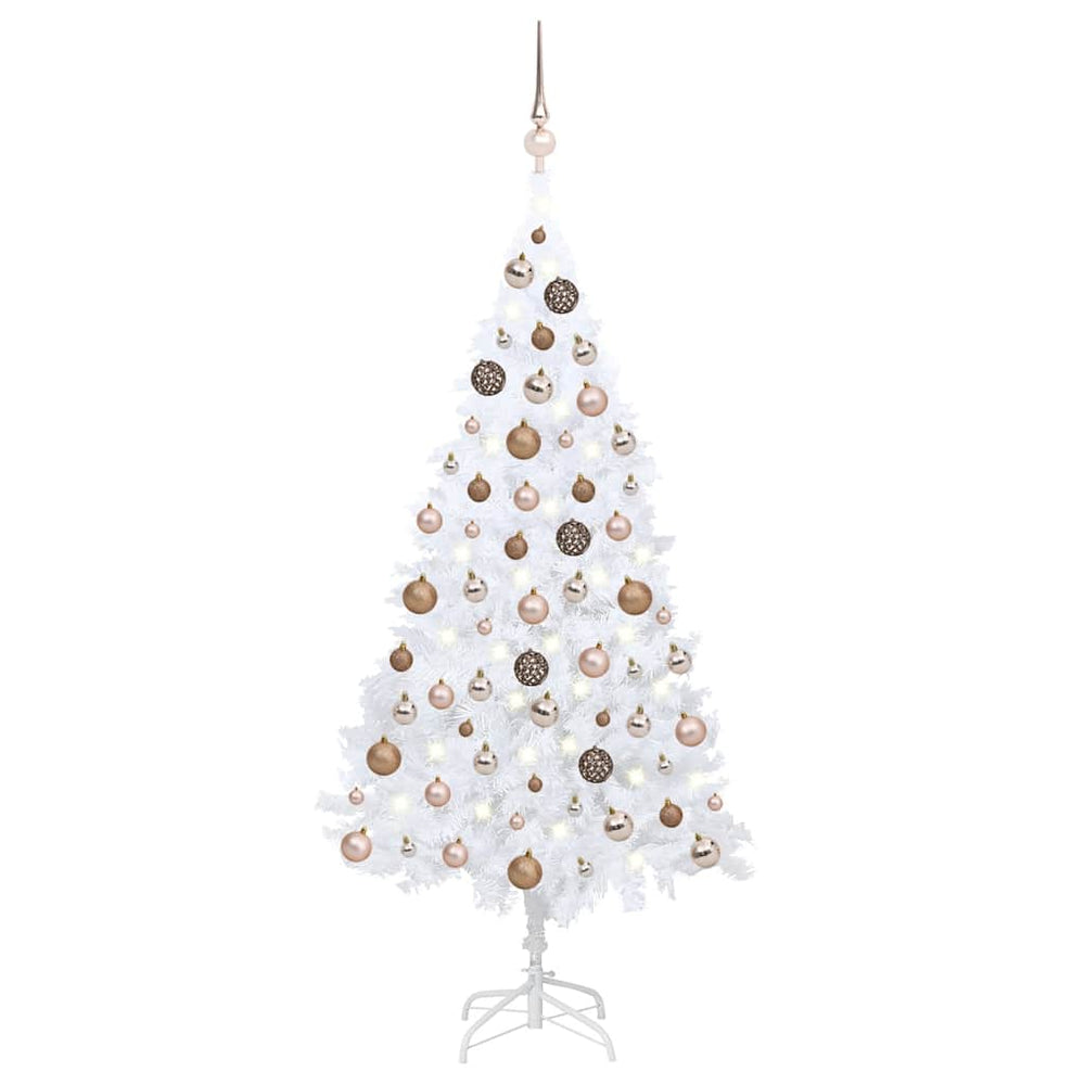 vidaXL Artificial Christmas Tree with Lights & Baubles White 150 cm