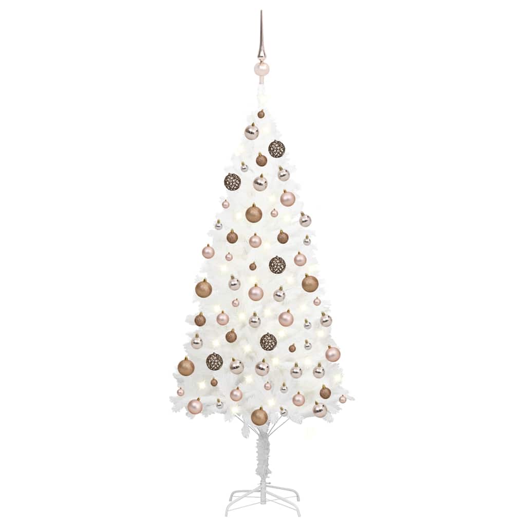vidaXL Artificial Christmas Tree with Lights & Baubles White 120 cm