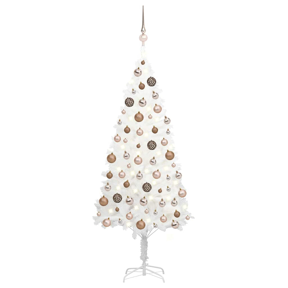 vidaXL Artificial Christmas Tree with Lights & Baubles White 150 cm