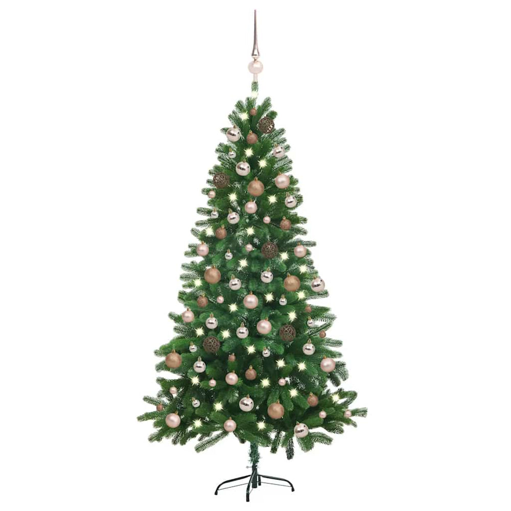 vidaXL Artificial Christmas Tree with Lights & Baubles 150 cm Green
