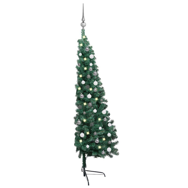 vidaXL Artificial Half Christmas Tree with Lights and Baubles Green 210 cm