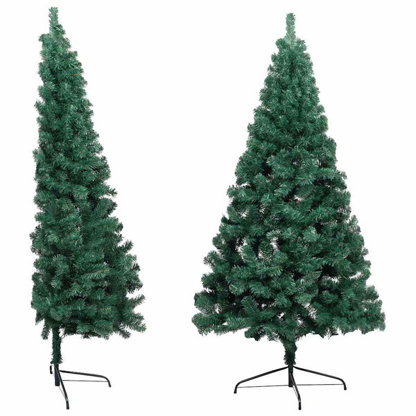 vidaXL Artificial Half Christmas Tree with Lights and Baubles Green 210 cm