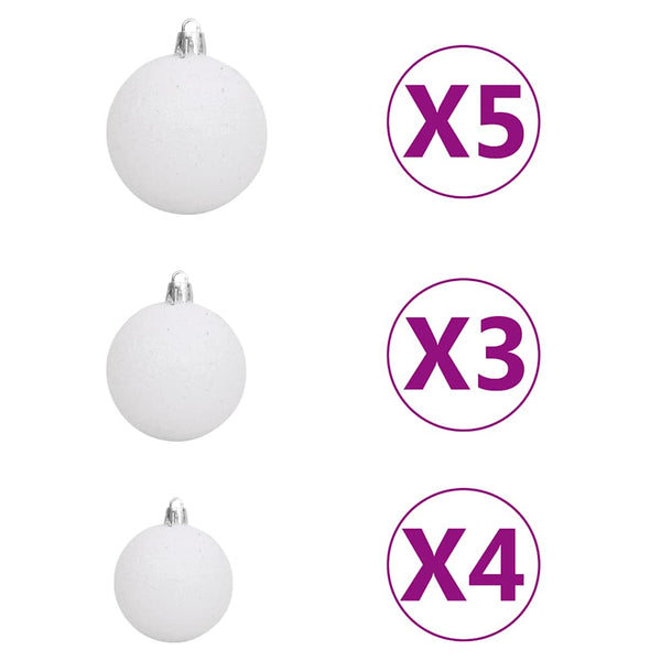 vidaXL Artificial Half Christmas Tree with Lights and Baubles Green 210 cm