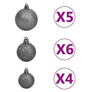 vidaXL Artificial Half Christmas Tree with Lights and Baubles Green 210 cm