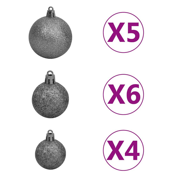 vidaXL Artificial Half Christmas Tree with Lights and Baubles Green 210 cm