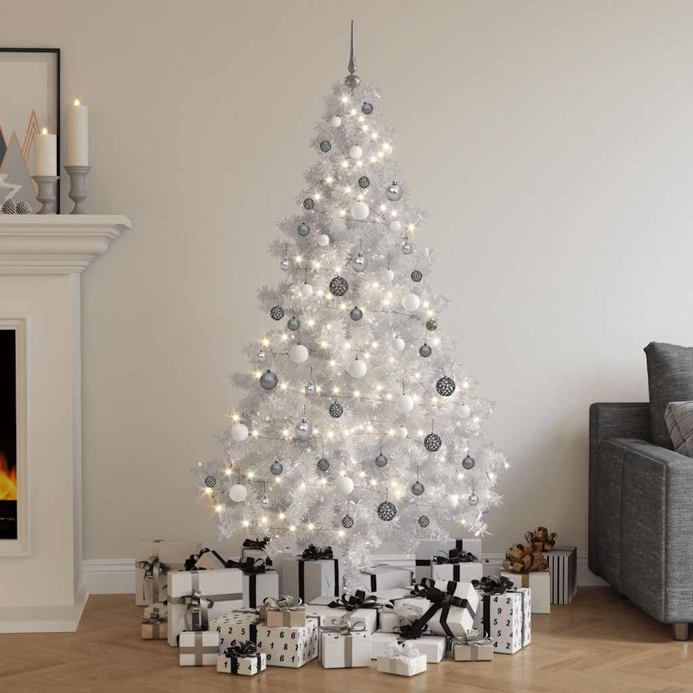 vidaXL Artificial Half Christmas Tree with Lights and Baubles White 180 cm