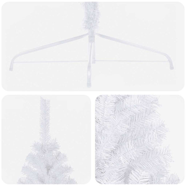 vidaXL Artificial Half Christmas Tree with Lights and Baubles White 210 cm