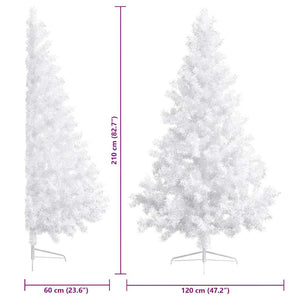 vidaXL Artificial Half Christmas Tree with Lights and Baubles White 210 cm