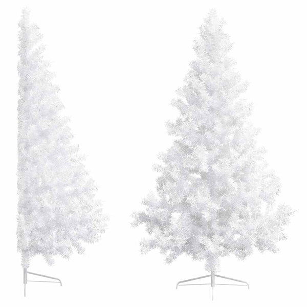 vidaXL Artificial Half Christmas Tree with Lights and Baubles White 210 cm