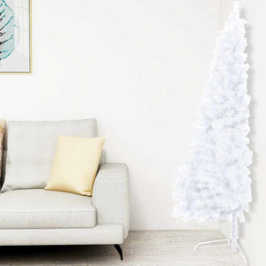 vidaXL Artificial Half Christmas Tree with Lights and Baubles White 240 cm
