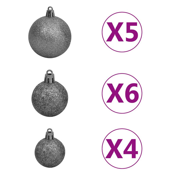 vidaXL Artificial Half Christmas Tree with Lights and Baubles White 240 cm