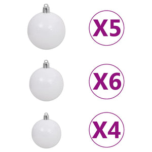 vidaXL Artificial Half Christmas Tree with Lights and Baubles White 240 cm