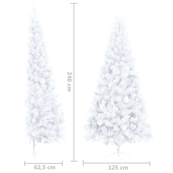 vidaXL Artificial Half Christmas Tree with Lights and Baubles White 240 cm