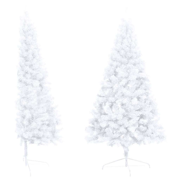 vidaXL Artificial Half Christmas Tree with Lights and Baubles White 240 cm