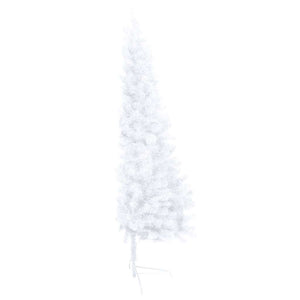 vidaXL Artificial Half Christmas Tree with Lights and Baubles White 240 cm
