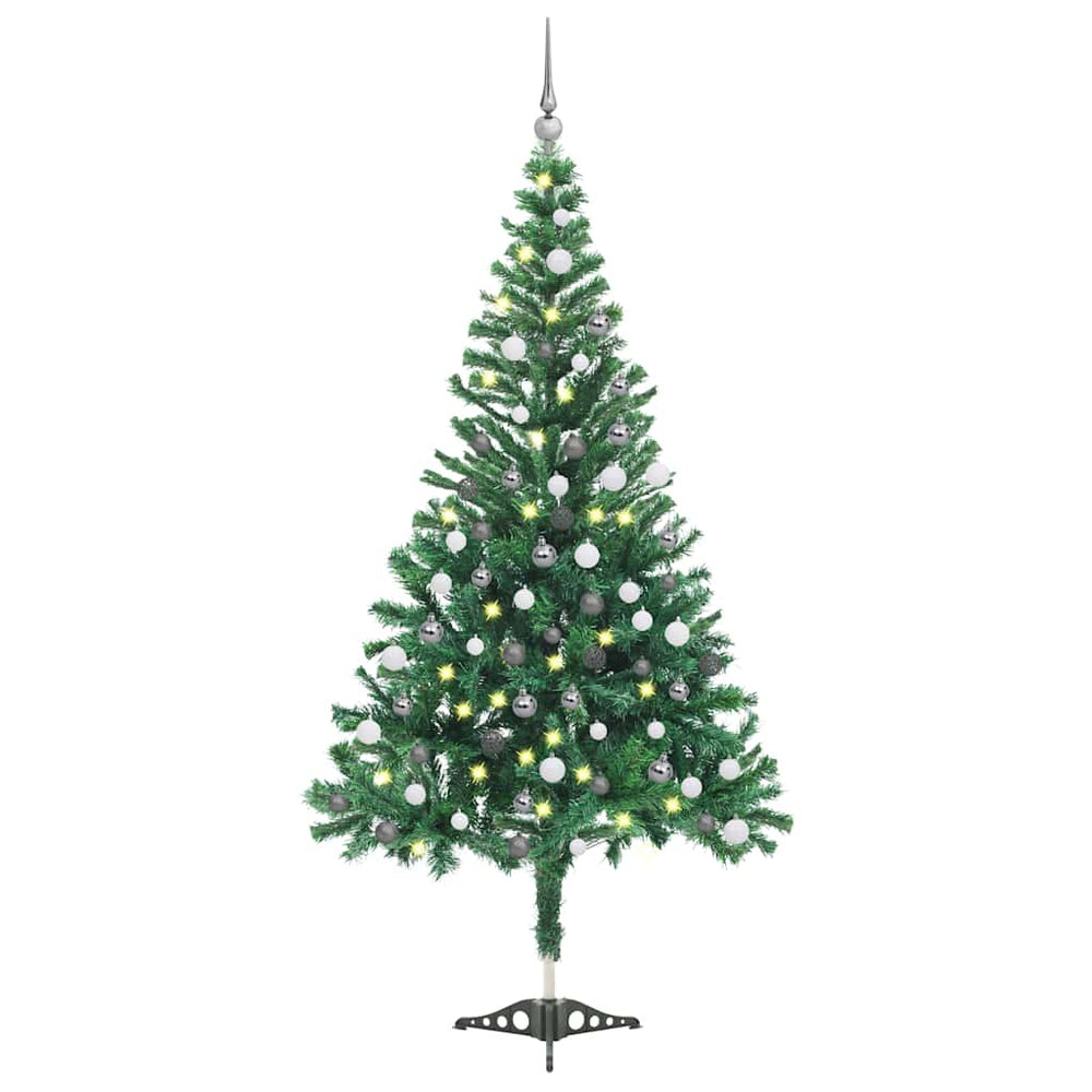 vidaXL Artificial Christmas Tree with Lights, Baubles, 120cm, 230 Branches
