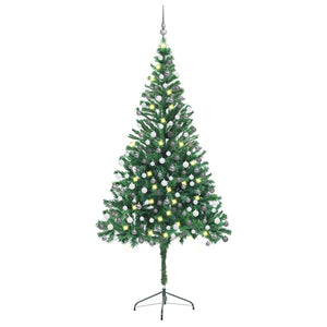 vidaXL Artificial Christmas Tree with Lights and Baubles 210cm 910 Branches