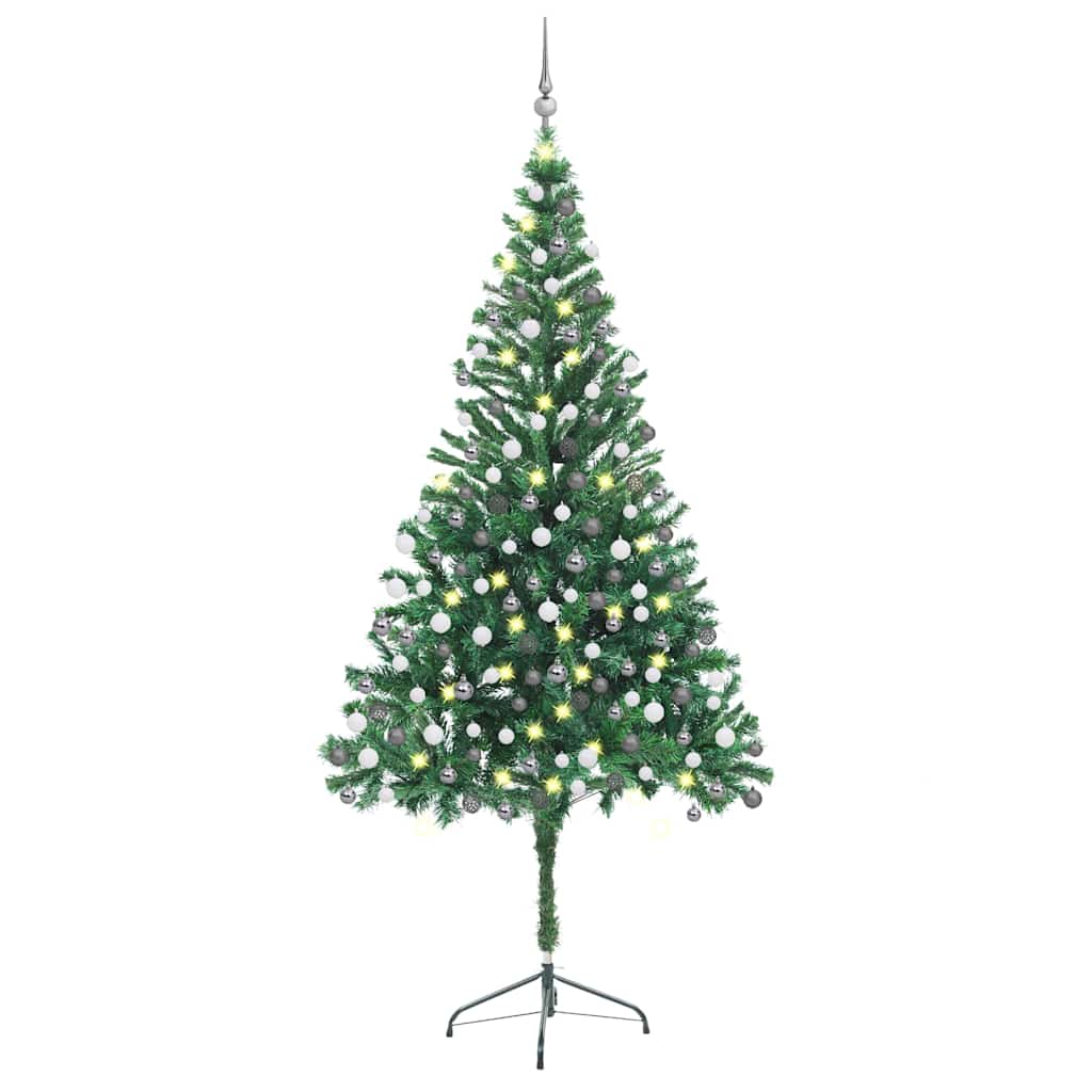 vidaXL Artificial Christmas Tree with Lights and Baubles 210cm 910 Branches