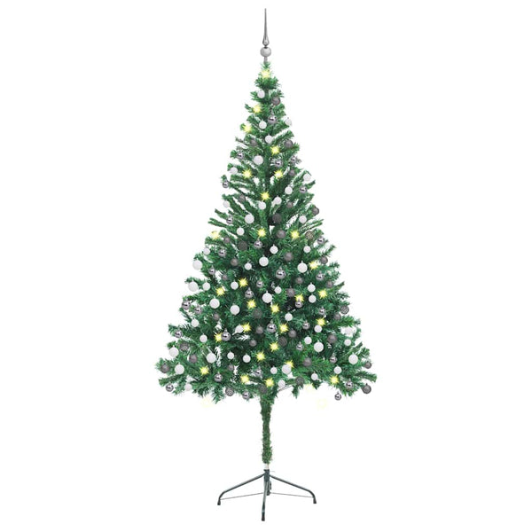 vidaXL Artificial Christmas Tree with Lights and Baubles 210cm 910 Branches