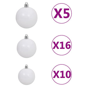 vidaXL Artificial Christmas Tree with Lights and Baubles 210cm 910 Branches
