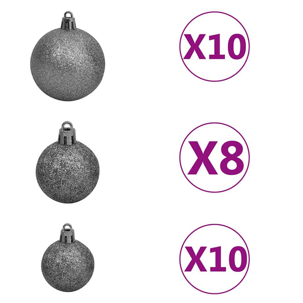 vidaXL Artificial Christmas Tree with Lights Baubles L 240 cm Green