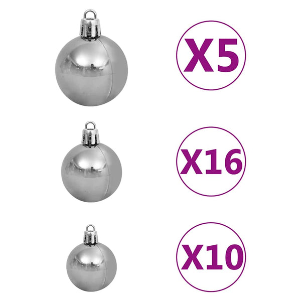vidaXL Artificial Christmas Tree with Lights Baubles L 240 cm Green