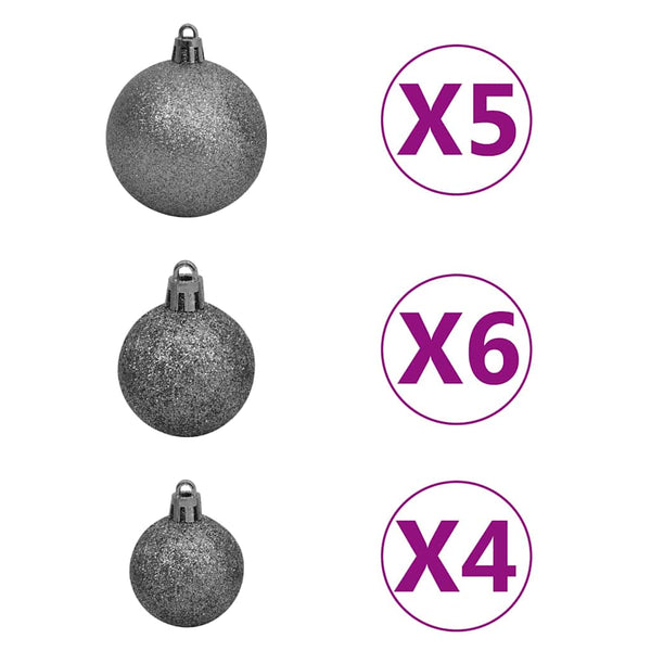 vidaXL Artificial Christmas Tree with Lights, Baubles, 120cm, 230 Branches