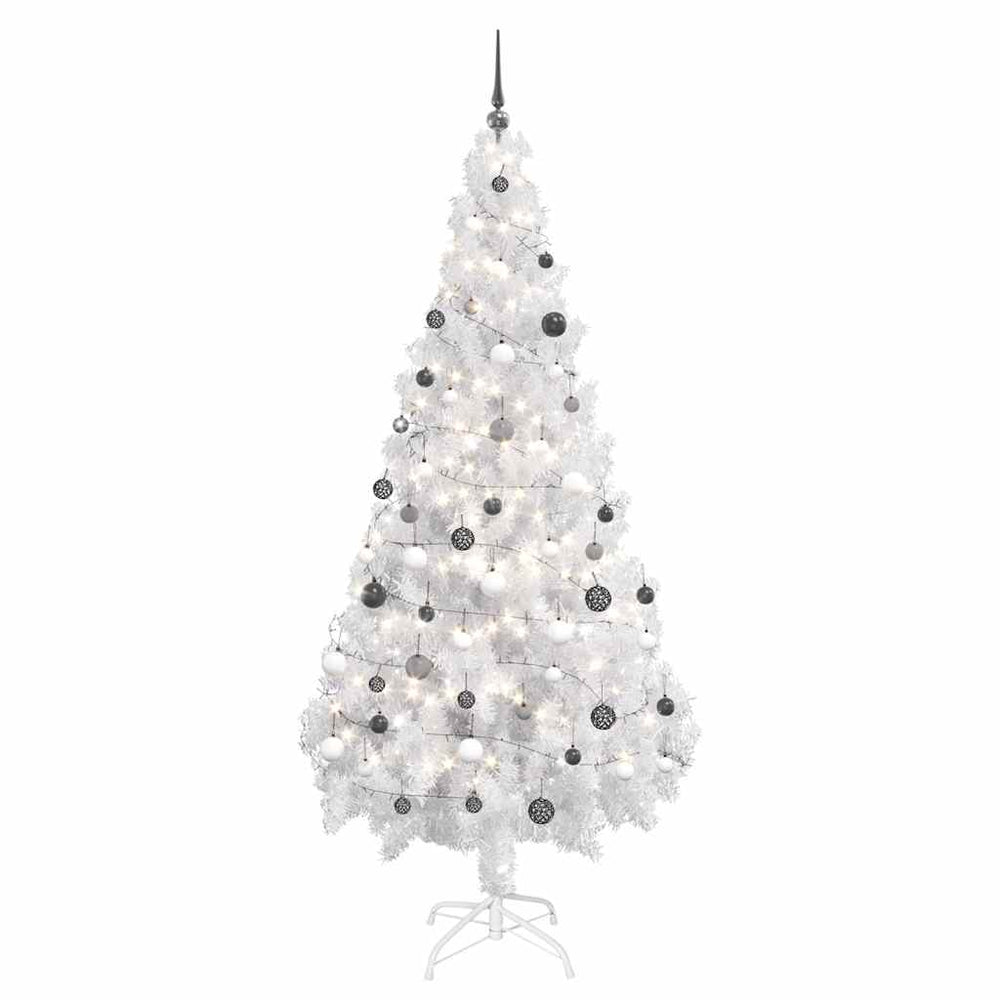 vidaXL Artificial Christmas Tree with Lights, Baubles, 180cm, 620 Branches
