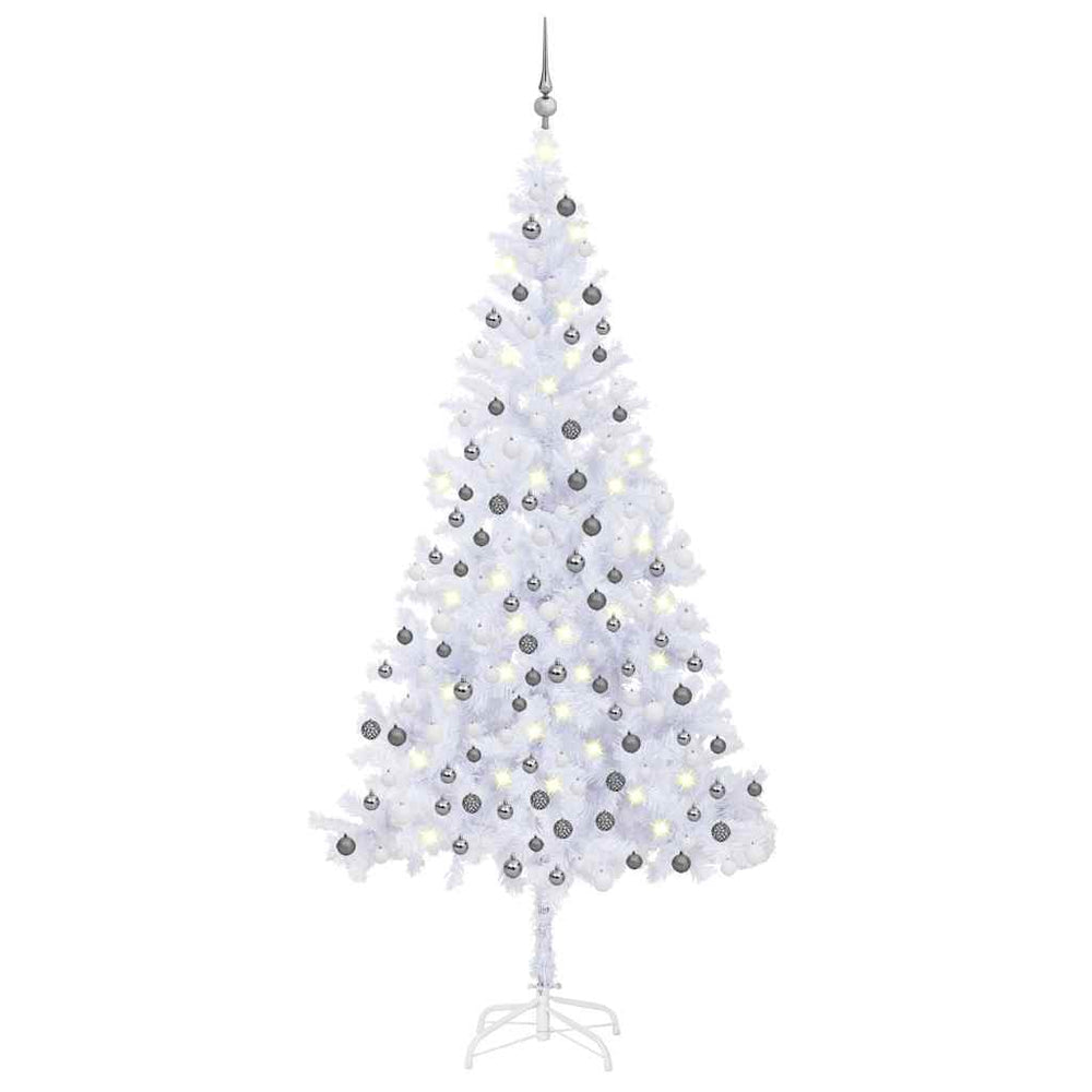 vidaXL Artificial Christmas Tree with Lights and Baubles 210cm 910 Branches