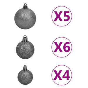 Weihnachtsbaum Gefrostet mit Beleuchtung Kugeln Zapfen 150 cm
