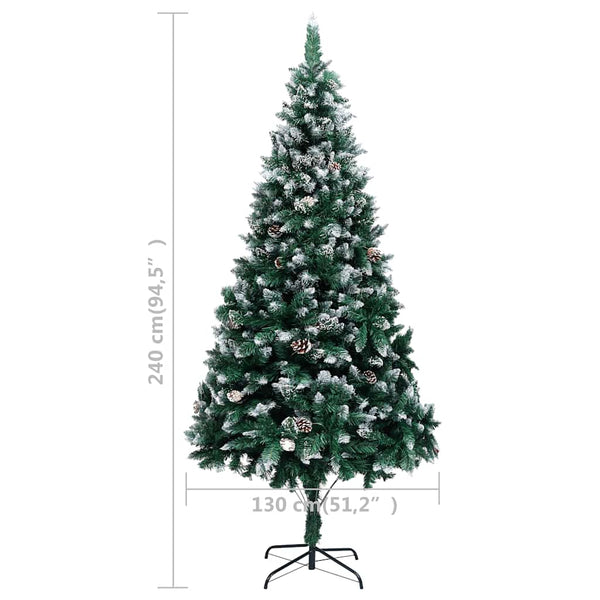 Künstlicher Weihnachtsbaum mit LEDs Kugeln Zapfen 240 cm