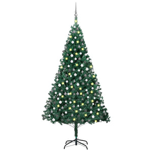 Künstlicher Weihnachtsbaum mit Beleuchtung & Kugeln Grün 240 cm
