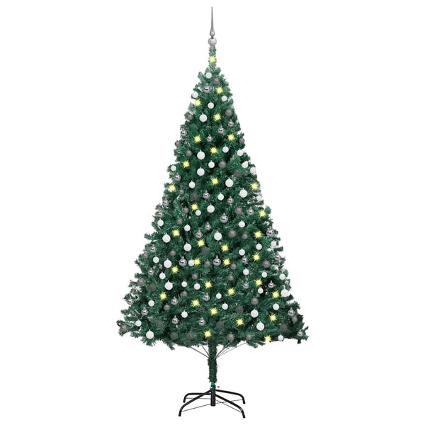 Künstlicher Weihnachtsbaum mit Beleuchtung & Kugeln Grün 240 cm