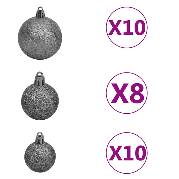 Künstlicher Weihnachtsbaum mit Beleuchtung & Kugeln Grün 240 cm