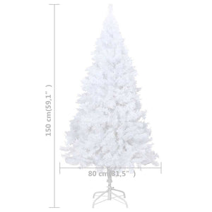 Künstlicher Weihnachtsbaum mit Beleuchtung & Kugeln Weiß 150 cm