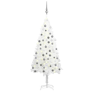 Künstlicher Weihnachtsbaum mit Beleuchtung & Kugeln Weiß 120 cm