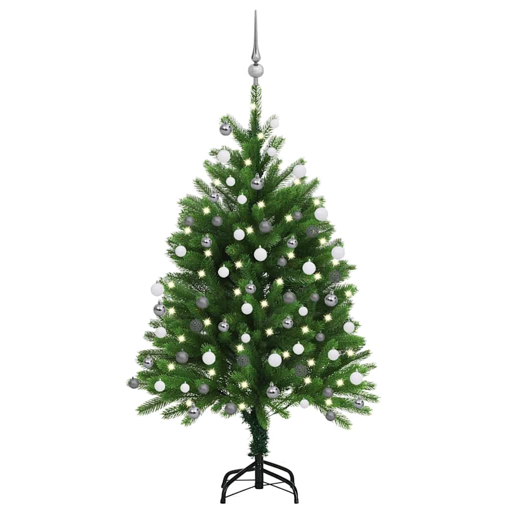 Künstlicher Weihnachtsbaum mit Beleuchtung & Kugeln 120 cm Grün
