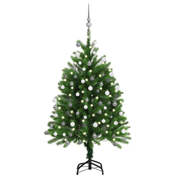 Künstlicher Weihnachtsbaum mit Beleuchtung & Kugeln 120 cm Grün