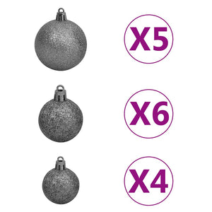 Künstlicher Weihnachtsbaum mit Beleuchtung & Kugeln 120 cm Grün