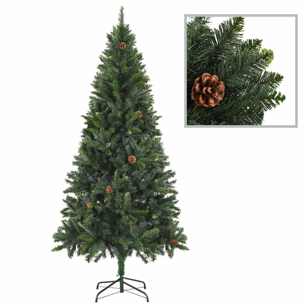 Künstlicher Weihnachtsbaum mit Beleuchtung & Kugeln Grün 210 cm