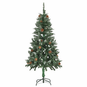 Künstlicher Weihnachtsbaum mit Beleuchtung Kugeln Zapfen 150 cm