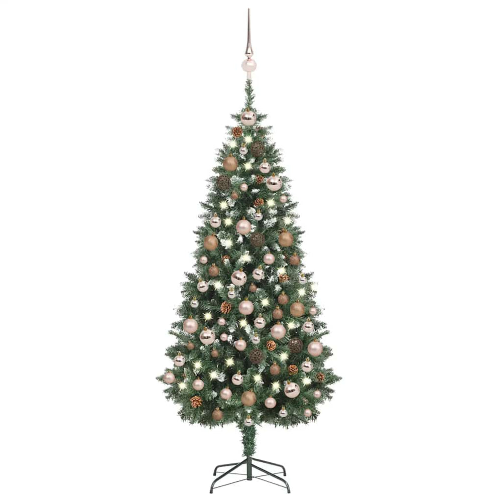 vidaXL Artificial Christmas Tree with Lights, Baubles, Cones, 180 cm