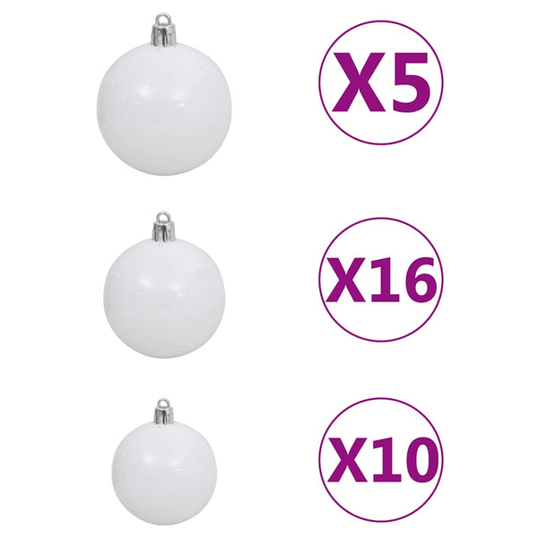 vidaXL Artificial Christmas Tree with Lights, Baubles, and Cones 210 cm