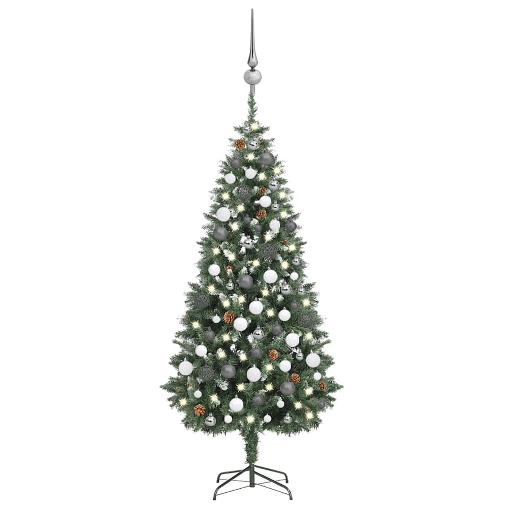 vidaXL Artificial Christmas Tree with Lights, Baubles, Cones, 180 cm