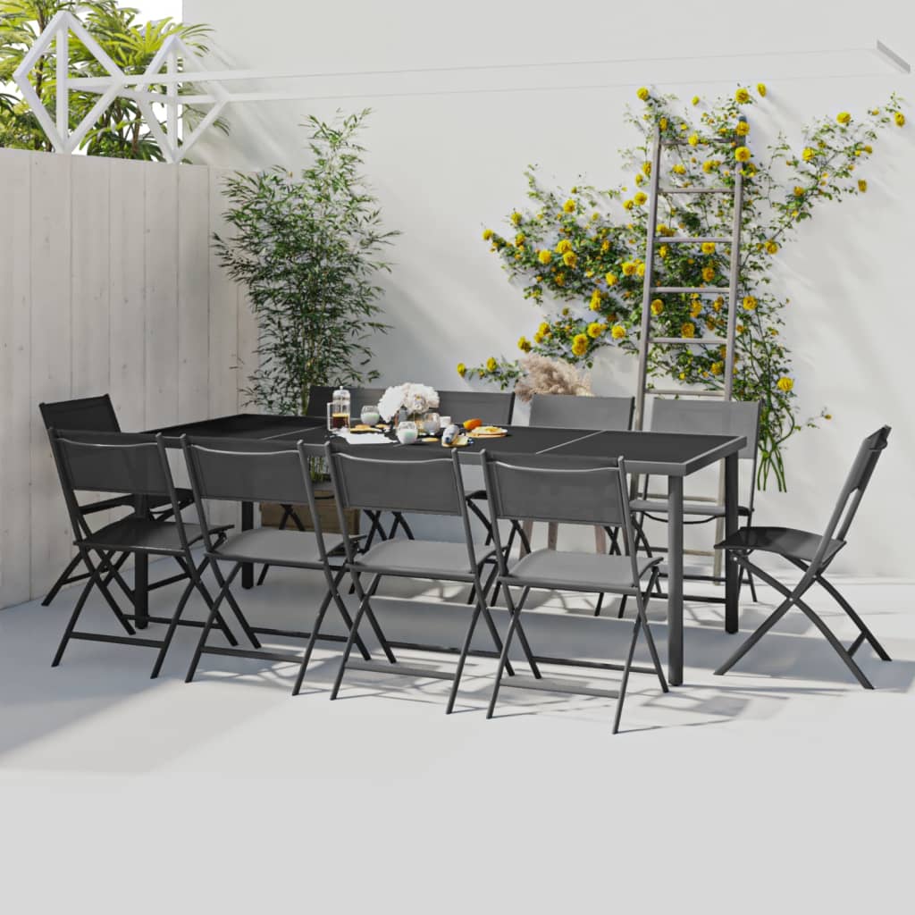 vidaXL 11-pc. Outdoor Dining Set Steel
