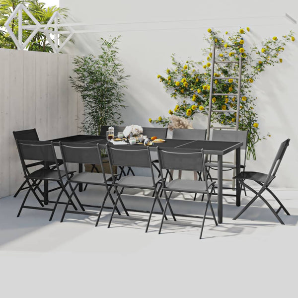 vidaXL 11-pc. Outdoor Dining Set Steel