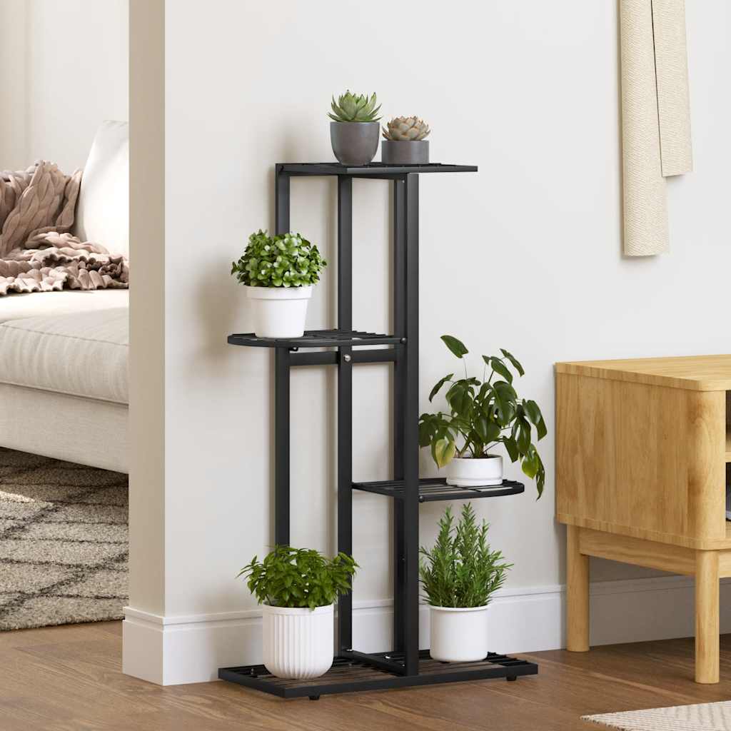 Blumenständer 4 Etagen Schwarz Metall