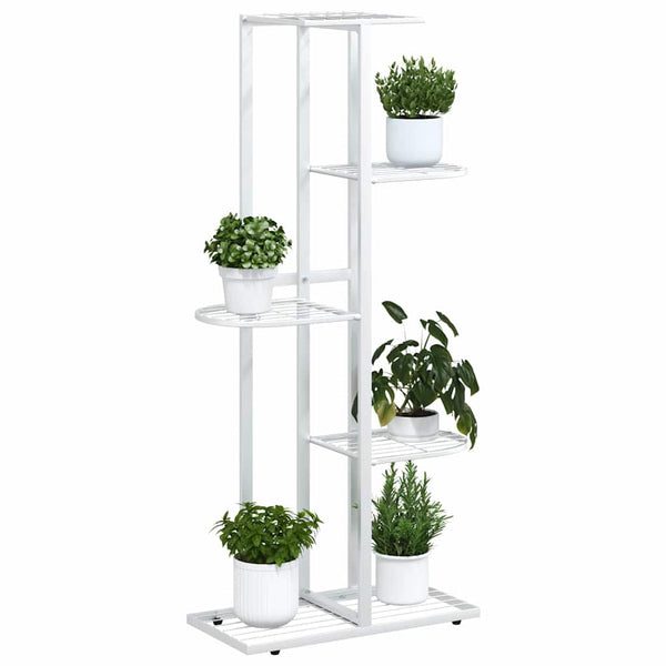 Metall Blumenständer, 5 Etagen, Weiß