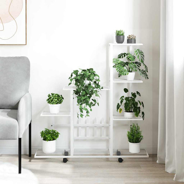 Blumenständer auf Rollen, Weiß